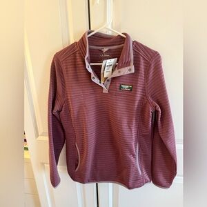 L.L Bean Women’s Arilight Knit Quilted 1/4 Button Pullover Mauve Color S- NWT